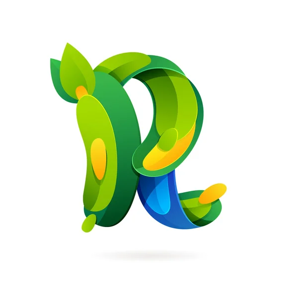 R буква эко логотип — стоковый вектор