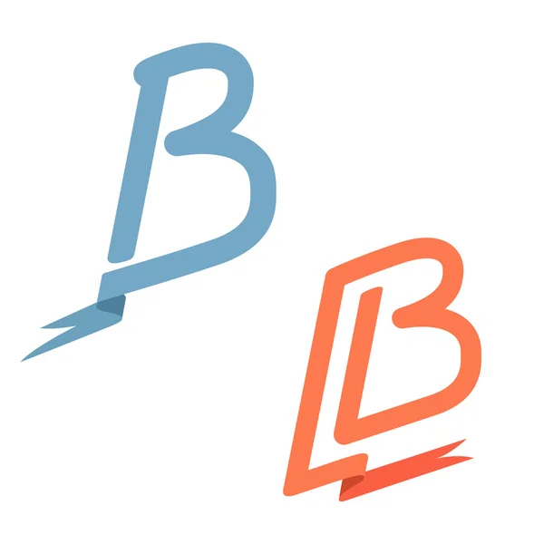 B 문자 리본 및 플래그 로고 — 스톡 벡터