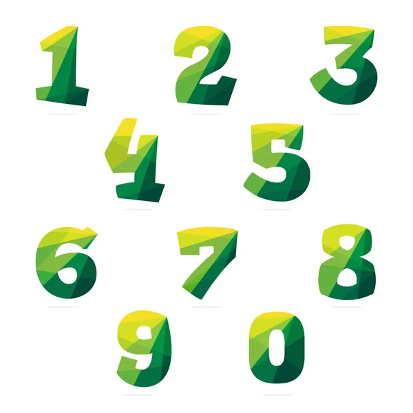 Nummers instellen in veelhoekige crystal stijl — Stockvector