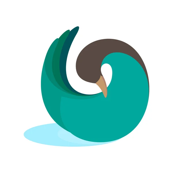 Twist vert oiseau d'oie logo — Image vectorielle