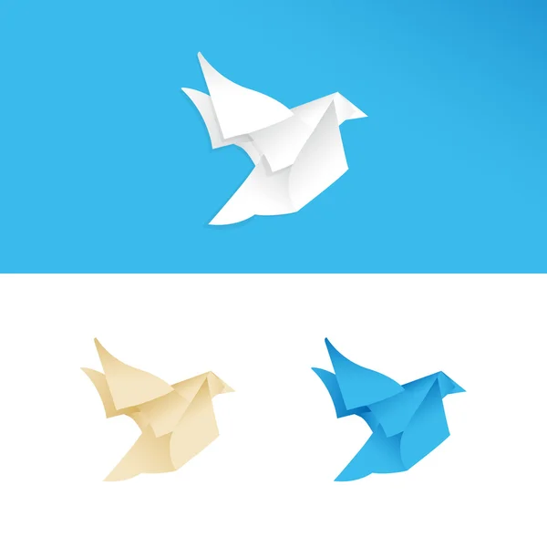 Coloré trois origami oiseaux — Image vectorielle