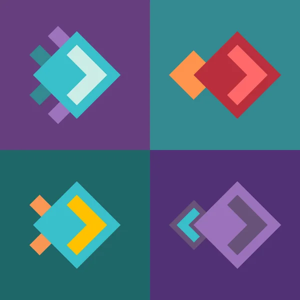 Flechas cuadradas logos abstractos — Vector de stock