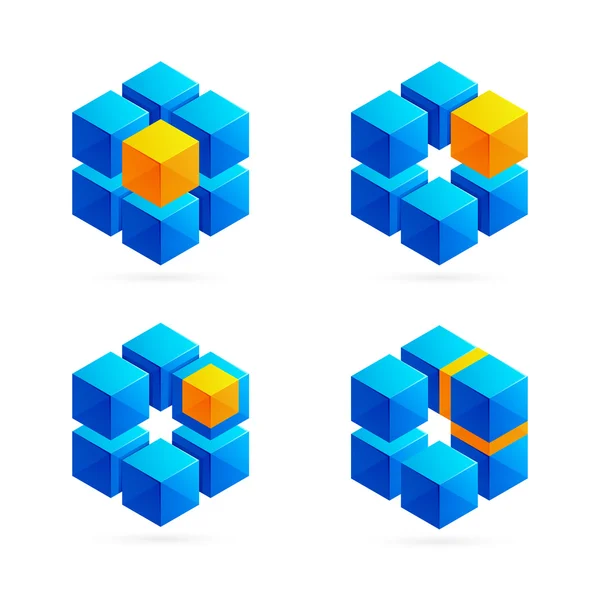 Cubes abstraits logo hexagone — Image vectorielle