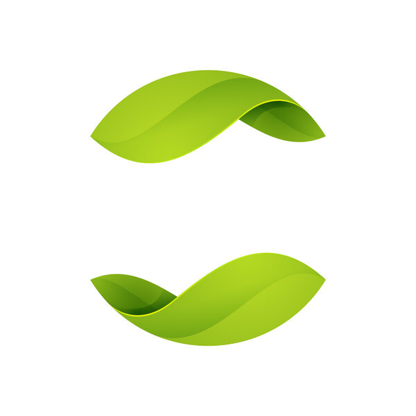 Abstract green leaf sphere logo.