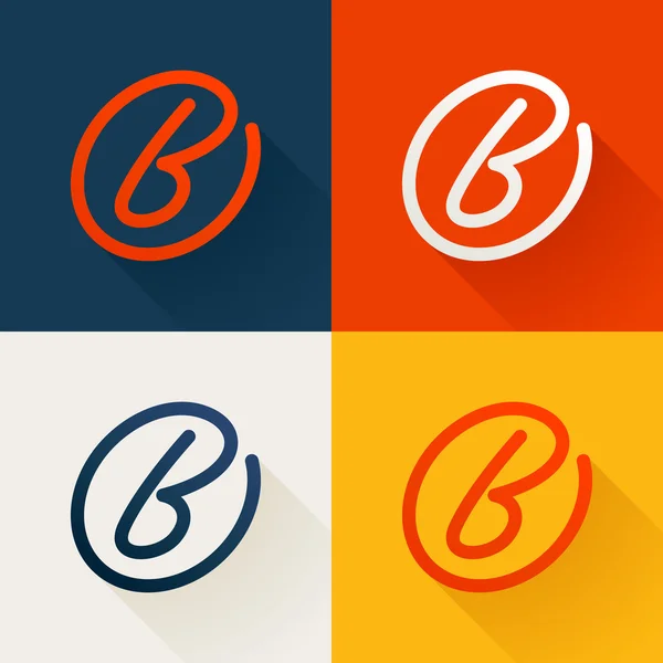 B letter in circle line logo set — Stock Vector