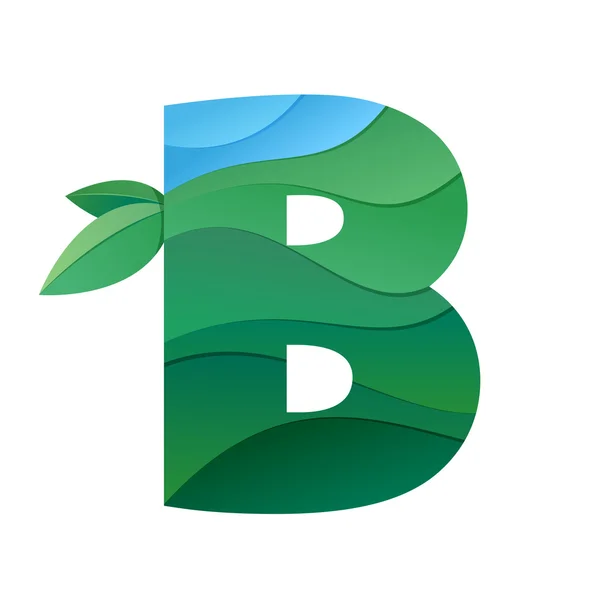 B písmeno eco logo — Stockový vektor