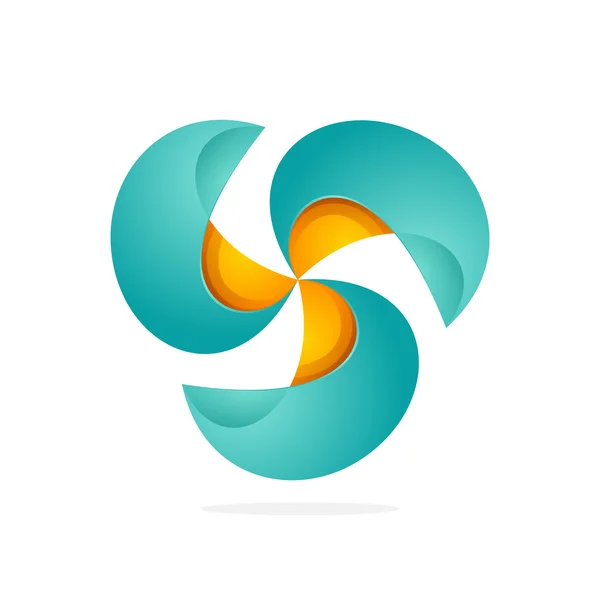 3 orange and green looped infinity logotype. — Stok Vektör