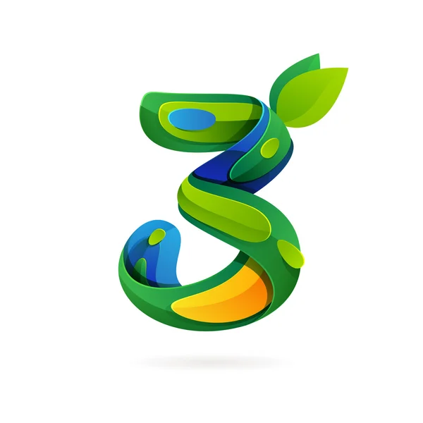 Nummer drei Ökologie-Logo — Stockvektor