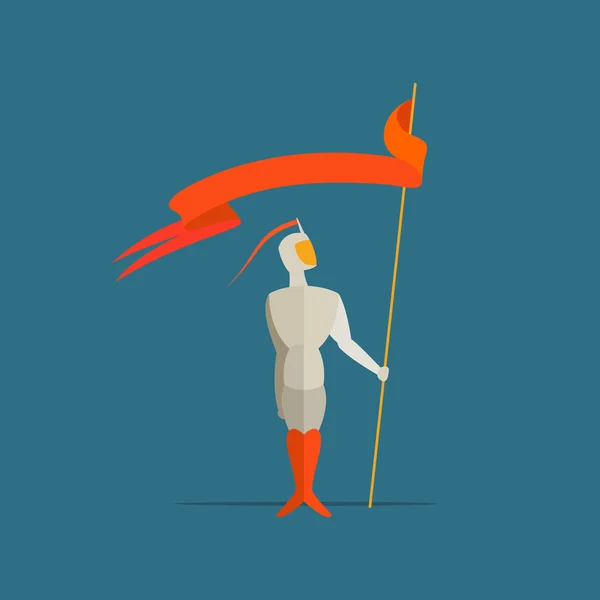 Knight with spear and flag — Stockvector