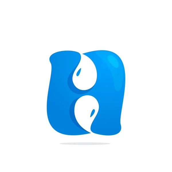 Litera h wody kropla logo — Wektor stockowy