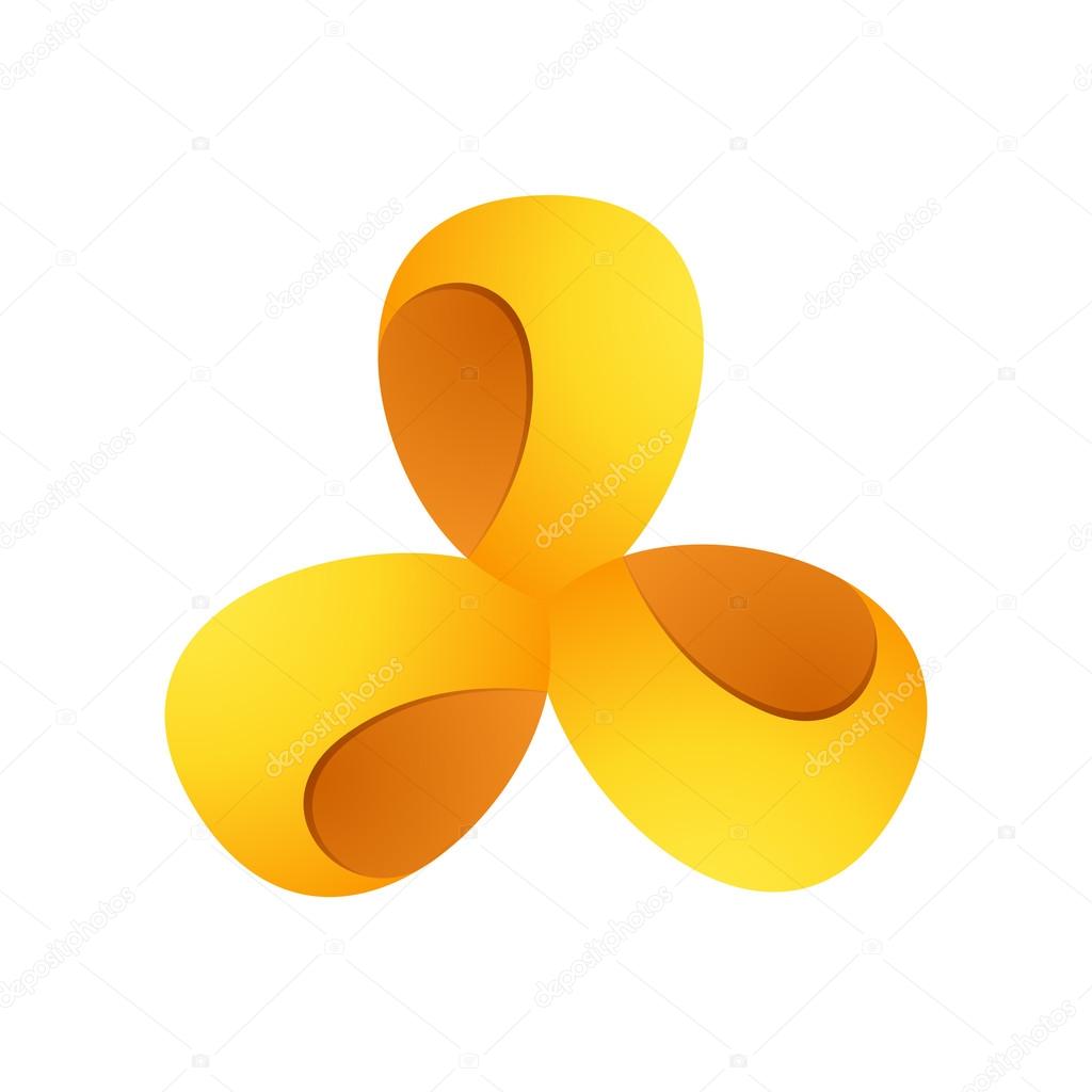 Abstract yellow triangle rotation logo, volume icon design template element isolated on white background. Infinite loop.