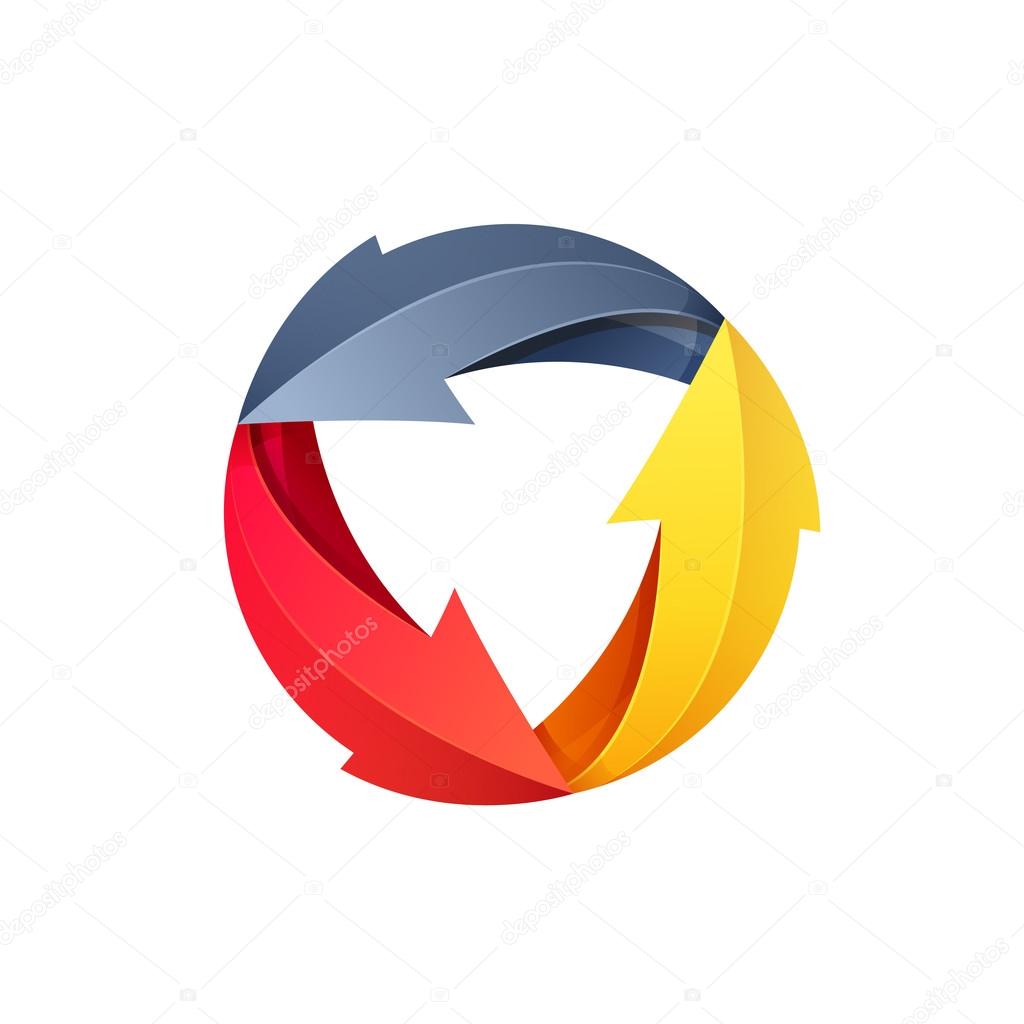 Recycle symbol or sign of arrows refresh, reload, rotation, packaging, loop sphere logo. Vector illustration design elements.Infinite loop.