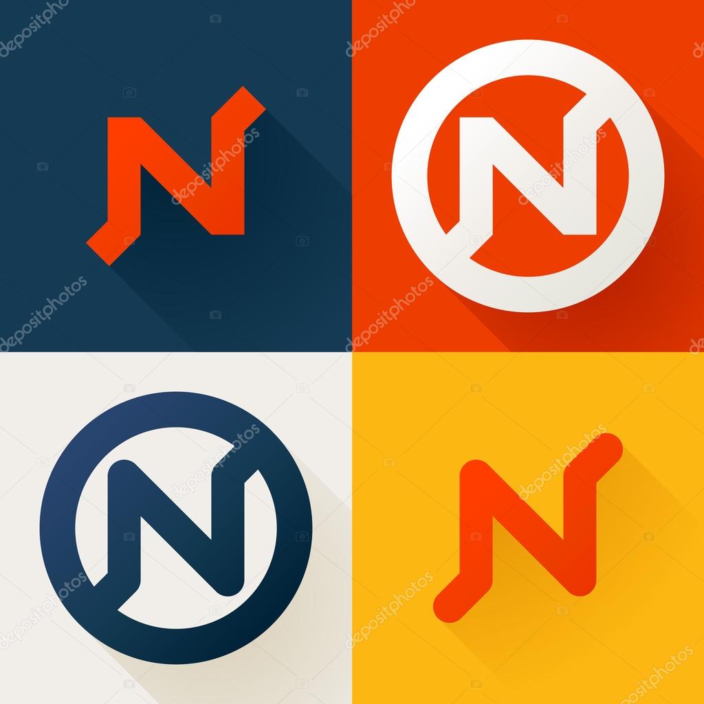 N letter line logo set, design template elements