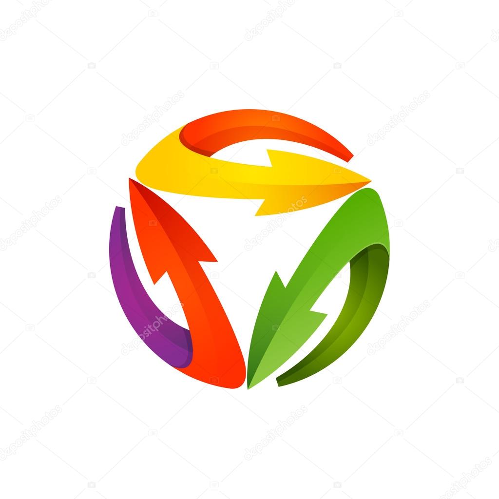 Recycle symbol or sign of arrows refresh, reload, rotation, packaging, loop sphere logo. Vector illustration design elements.Infinite loop.