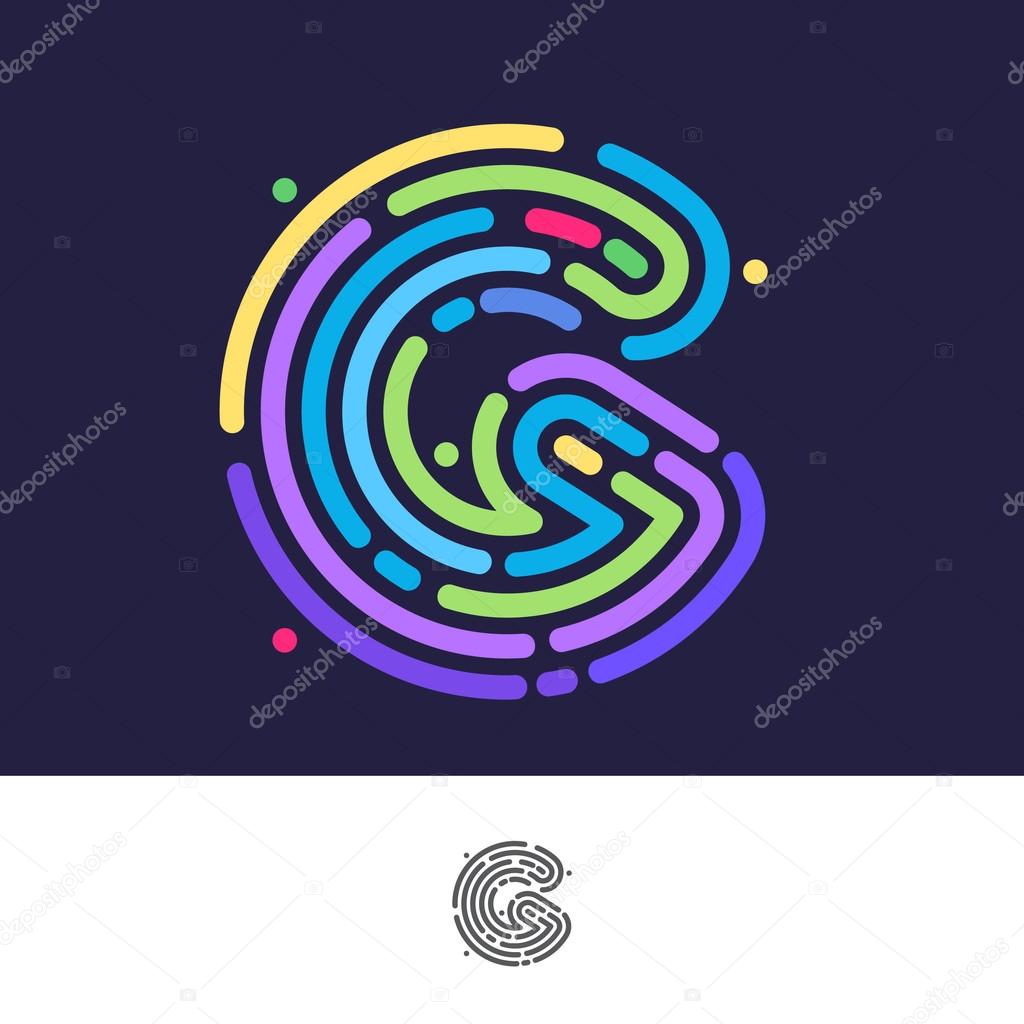 G letter line logo. Vector fingerprint design template elements