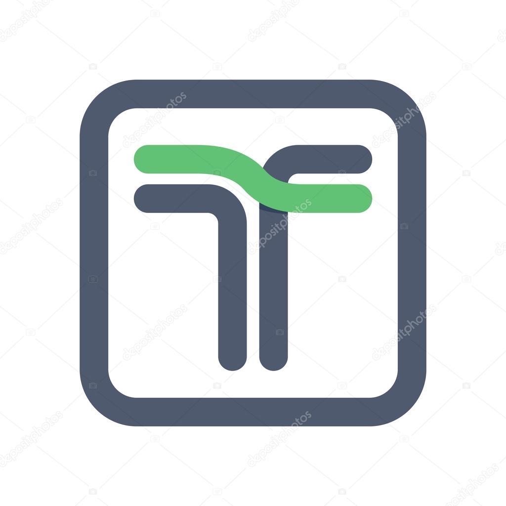 T letter crossing lines logo