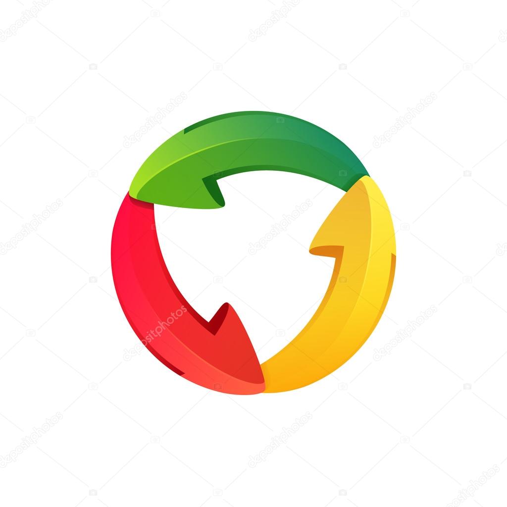 Recycle symbol or sign of arrows refresh, reload, rotation, packaging, loop sphere logo. Vector illustration design elements.Infinite loop.