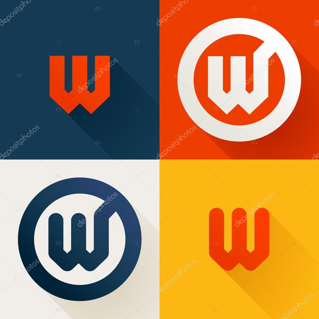 W letter line logo set, design template elements