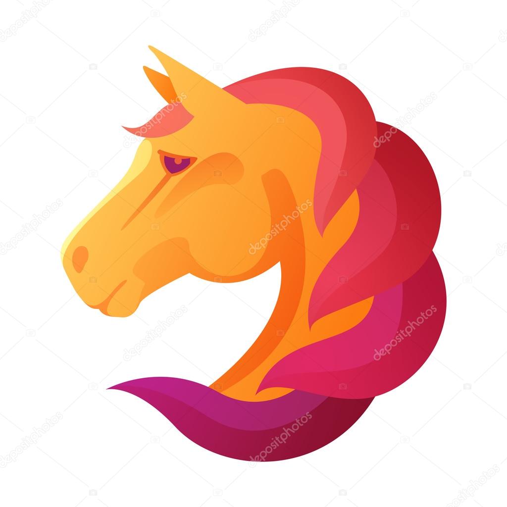 Horse head vector logo, design template elements