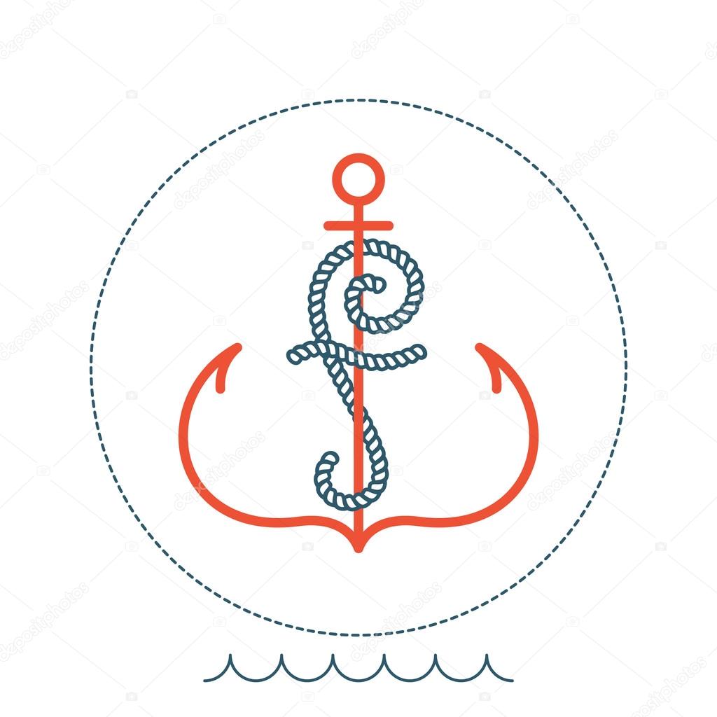 F   letter with an anchor