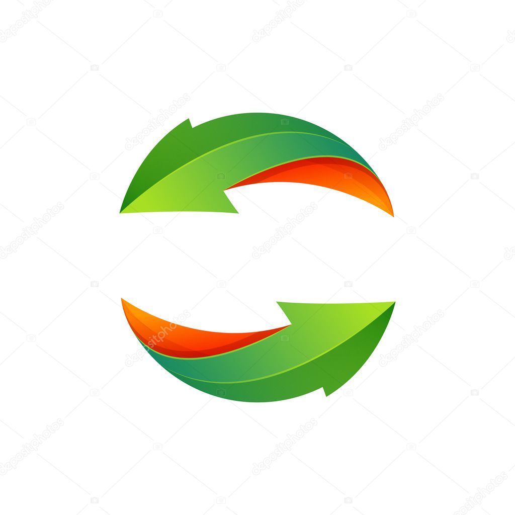 Recycle symbol with arrows, loop sphere logo isolated on white background. Vector illustration design elements.