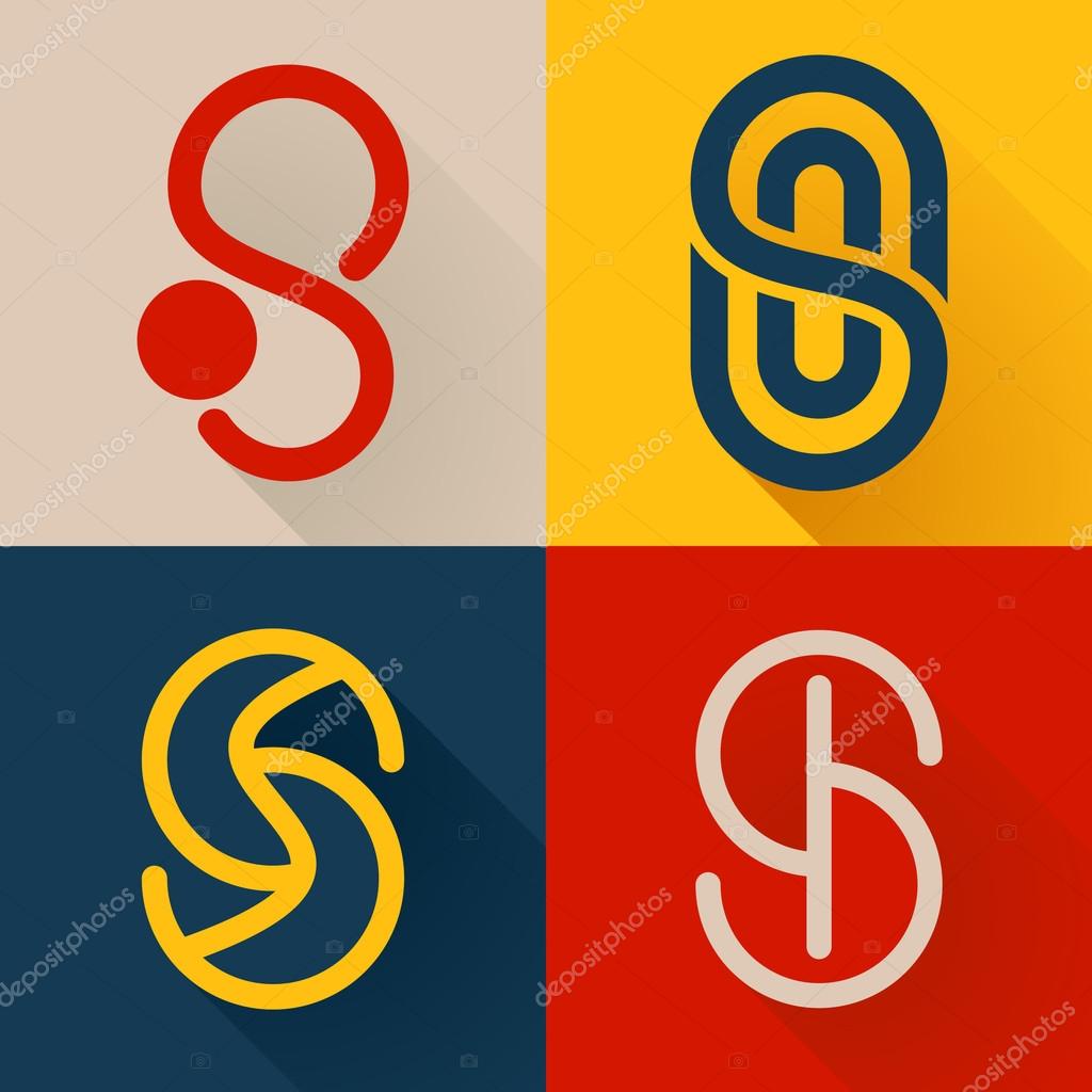 S letter line logo set, vector design template elements