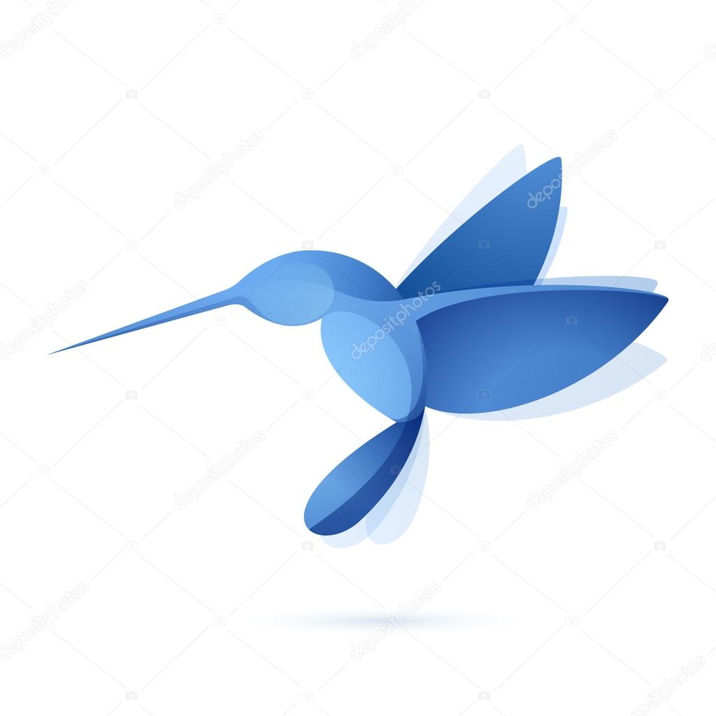 Blue hummingbird in flight  logo