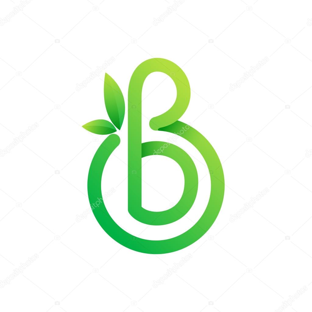 B letter Eco logo, volume icon, design template elements