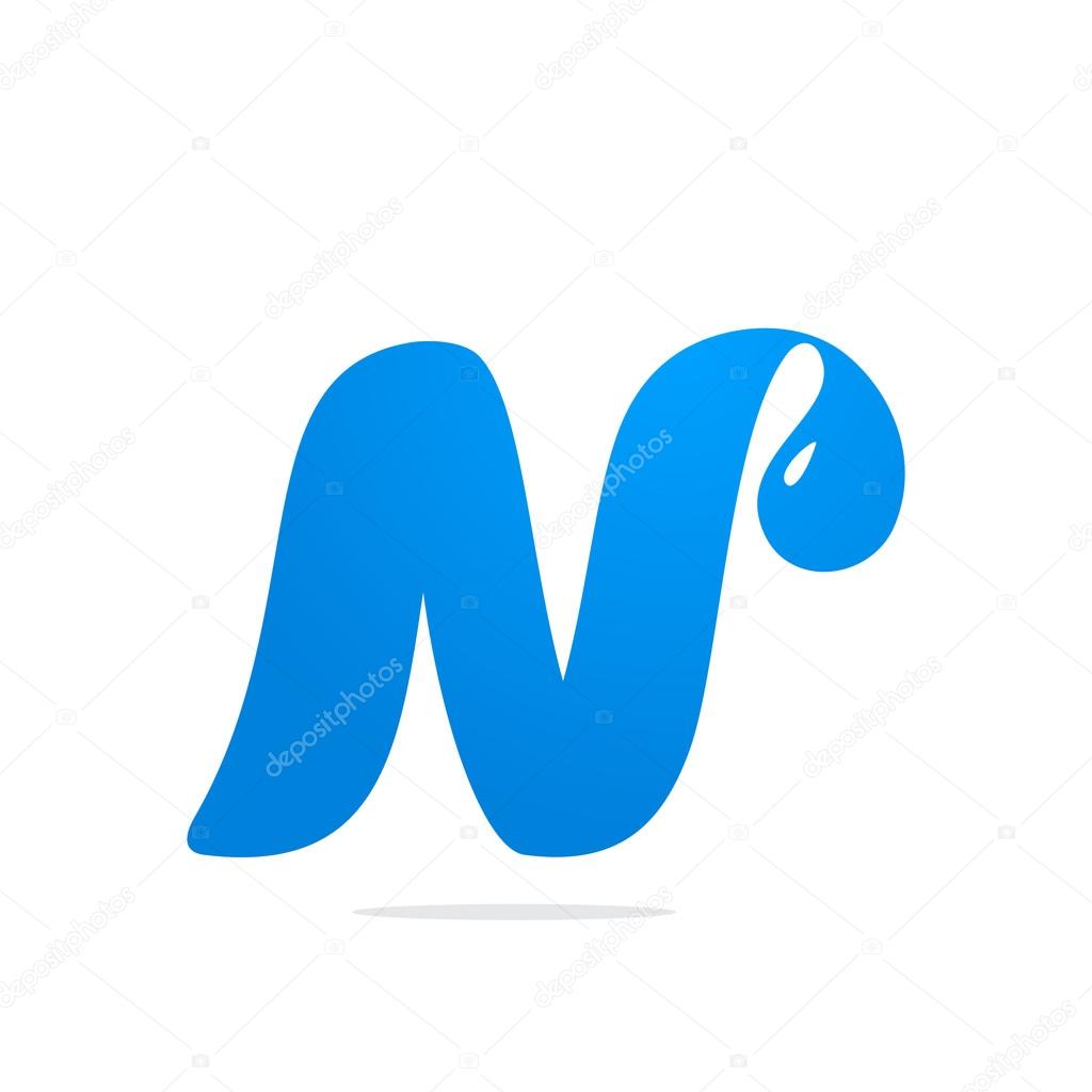 N letter water drop logo