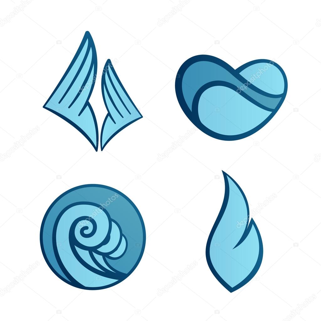fire, water, love, wind icons set