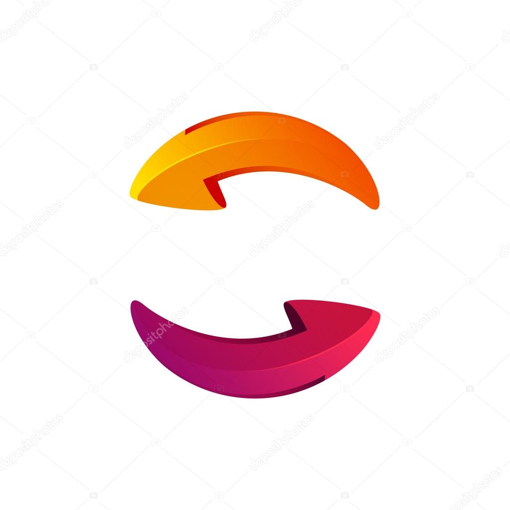 Recycle symbol with arrows, loop sphere logo isolated on white background. Vector illustration design elements.