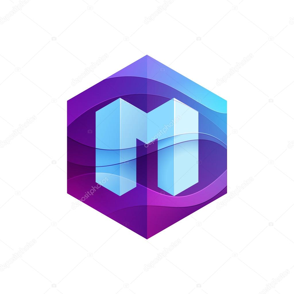 M letter mist or  volume logo, vector design template elements