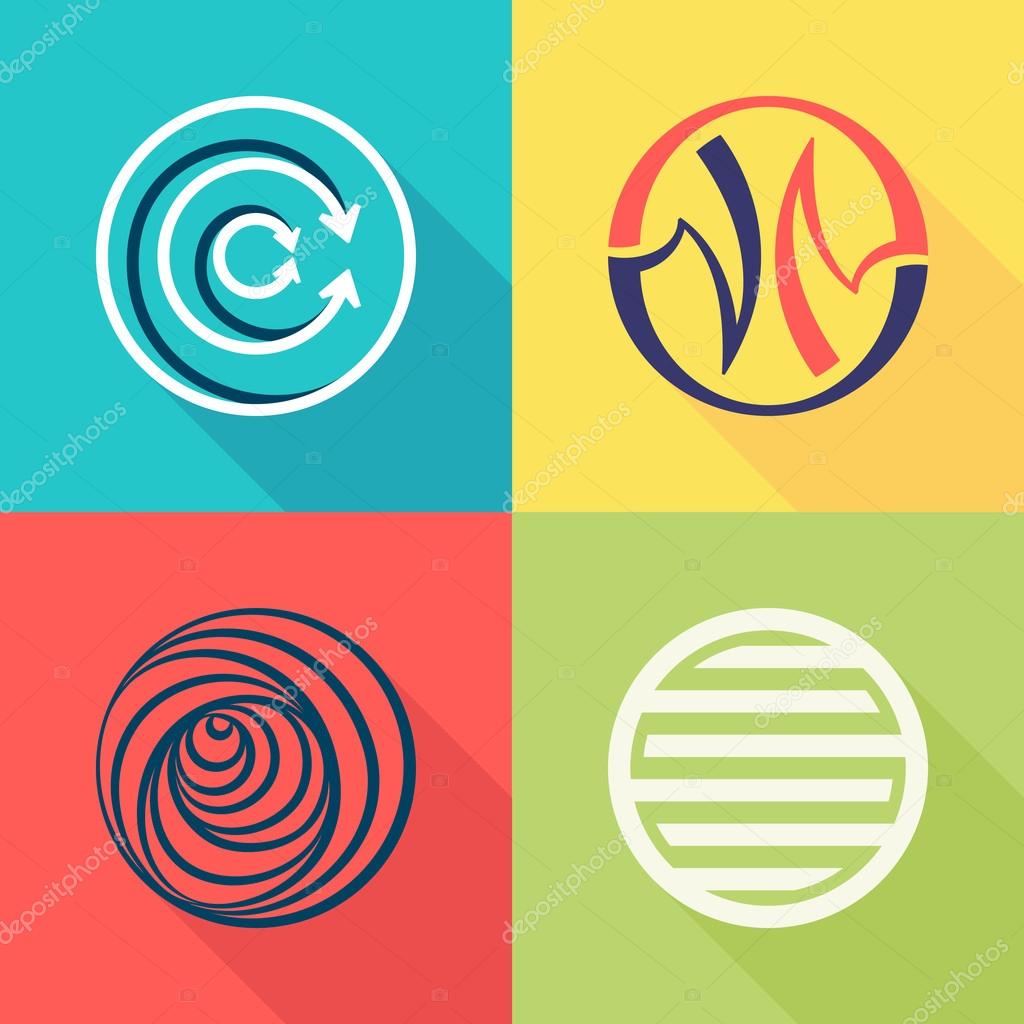 Abstract circle logo set, o leter logo, design template element