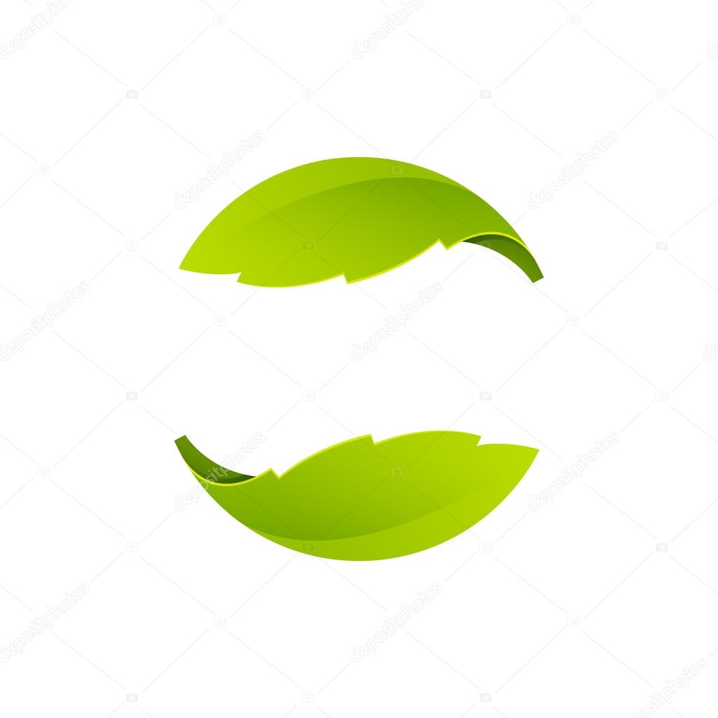 Abstract sphere green leaf logo