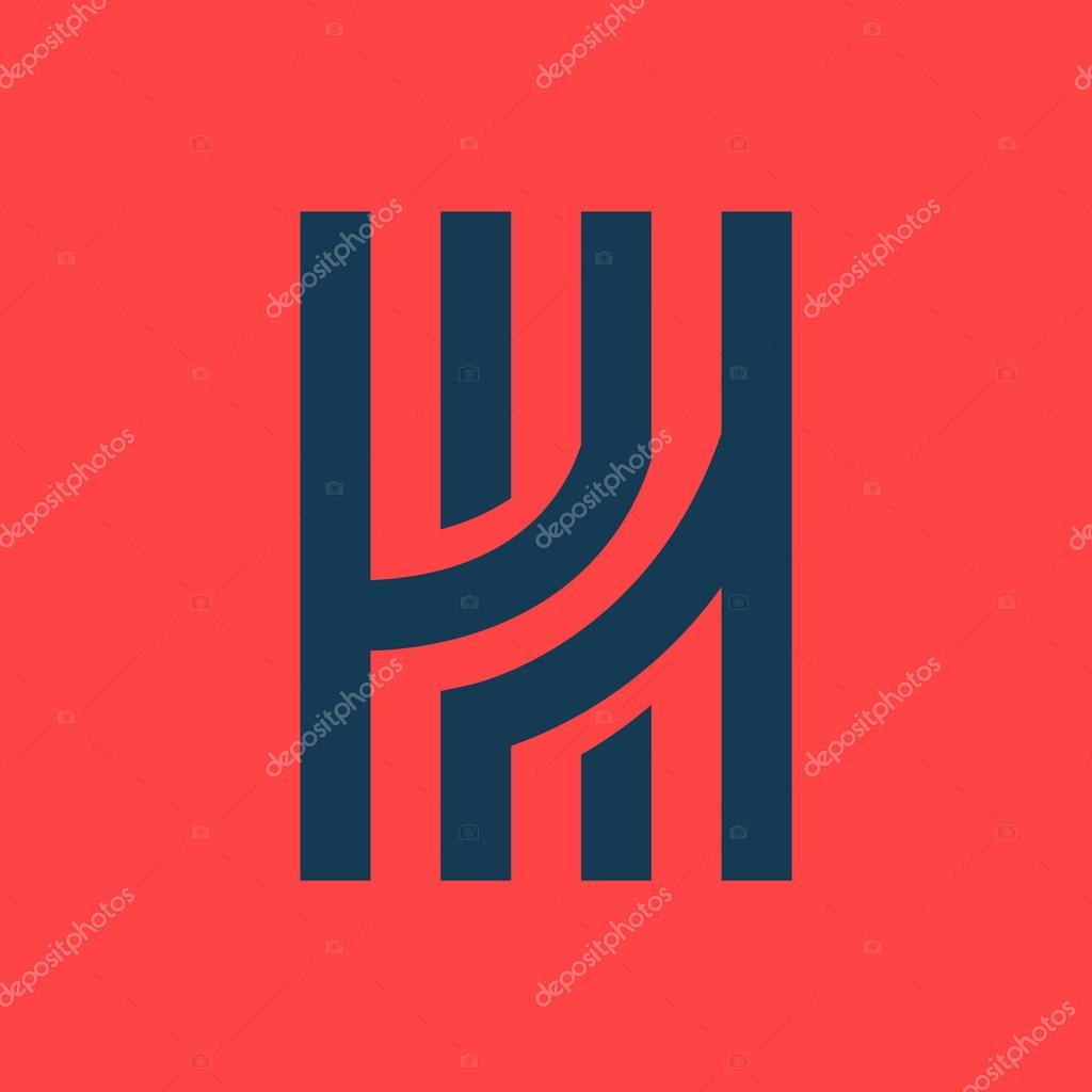 H letter line logo, vector design template element