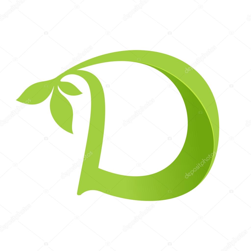 Ecological company D letter and a green leaf logo icon