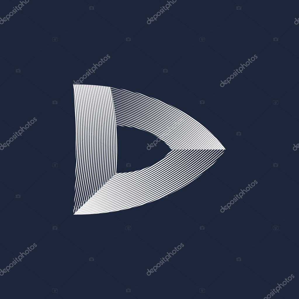 Vector D letter volume logo on black background