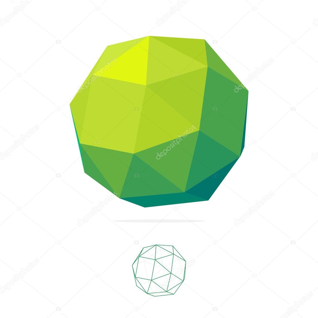 Abstract Vector polygon logo, low poly sphere. Vector template.