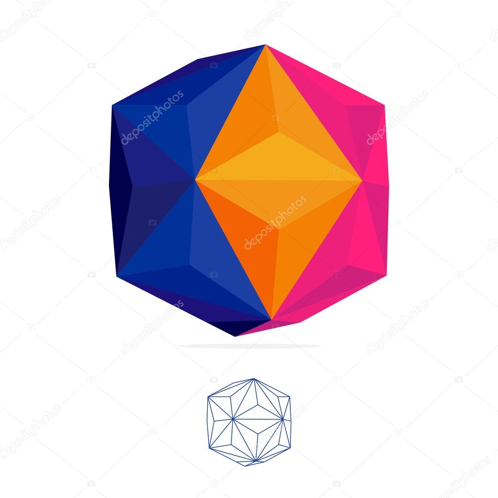 Abstract Vector polygon logo, low poly sphere. Vector template.
