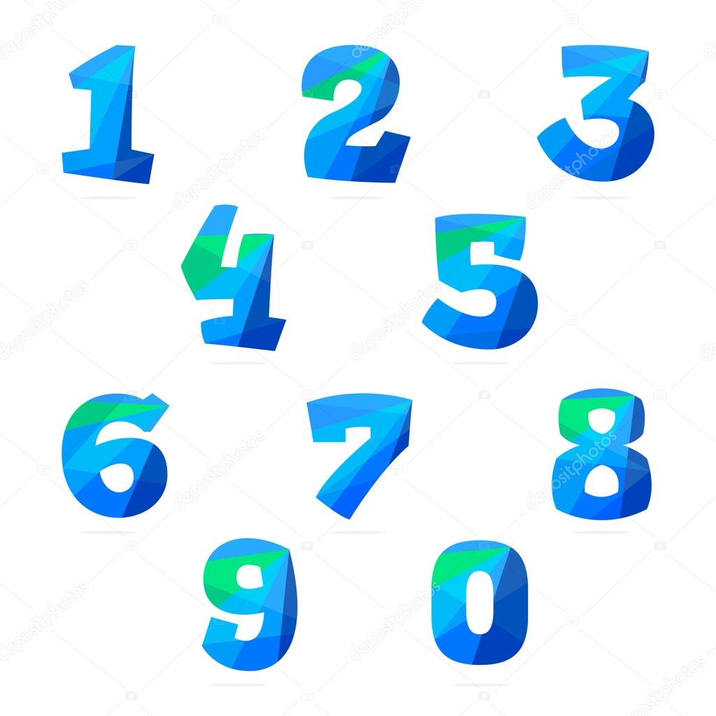 Numbers set in polygonal crystal style
