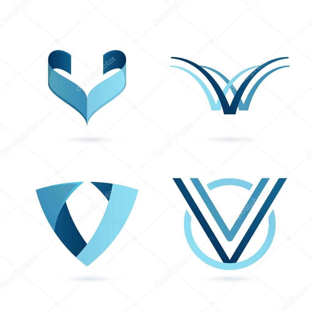 V letter logos set, vector design template elements