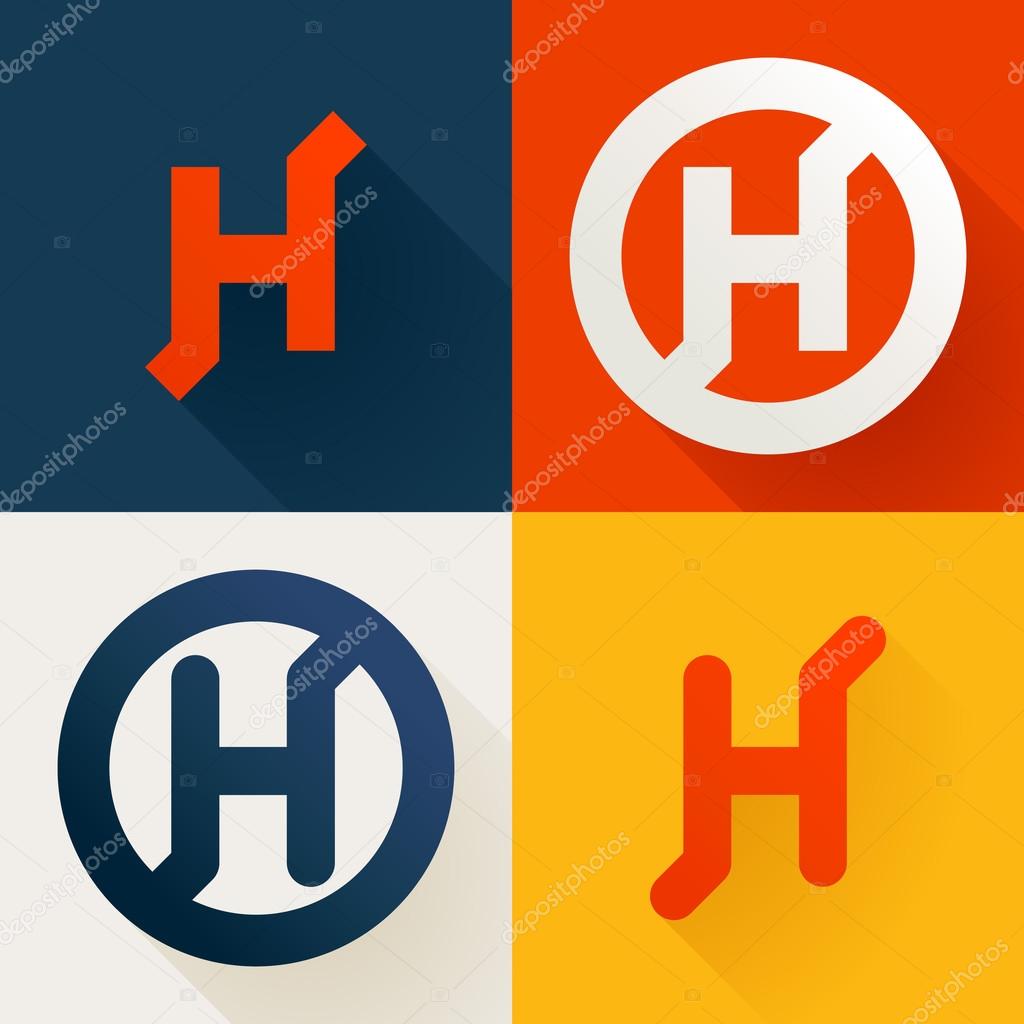 H letter line logo set, design template elements