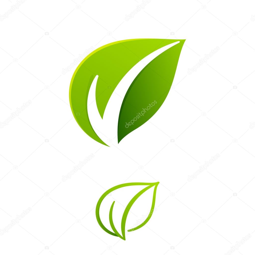 V letter or check mark, verification Eco logo, design template elements