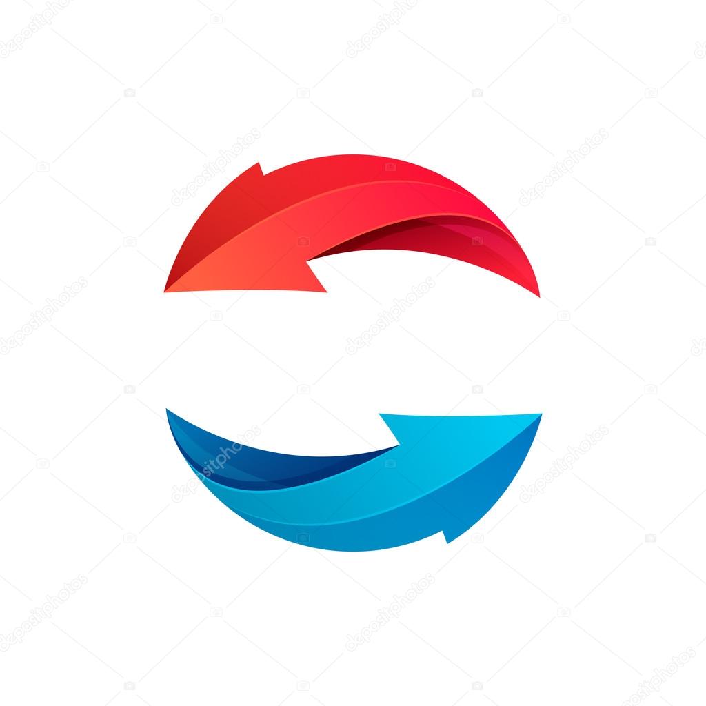 Recycle symbol with arrows, loop sphere logo isolated on white background. Vector illustration design elements.