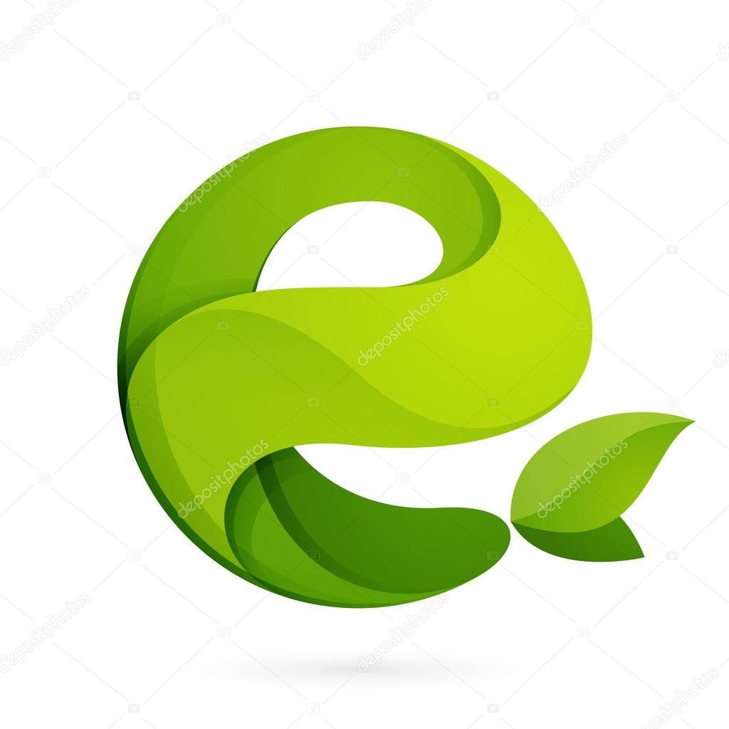 E letter eco logo, volume icon isolated on white background