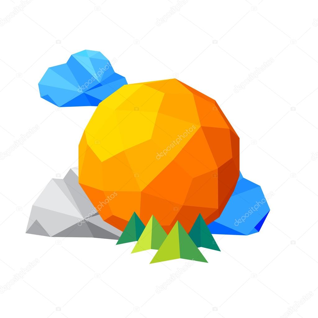 Abstract nature low polygon logo. low poly sphere. Concept Icon, vector design template elements.
