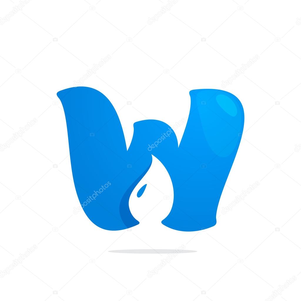 W letter water drop logo