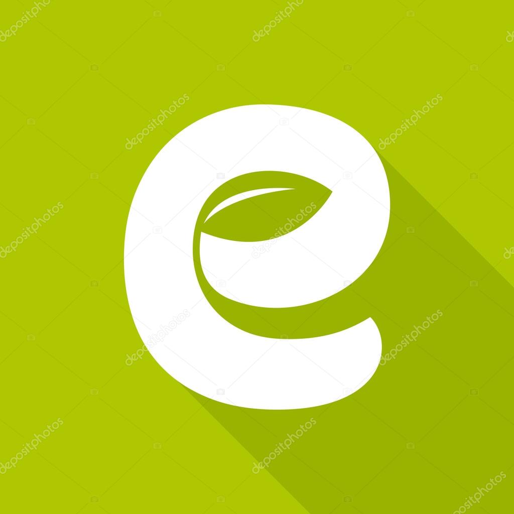 Ecological company E letter green logo icon, vector illustration