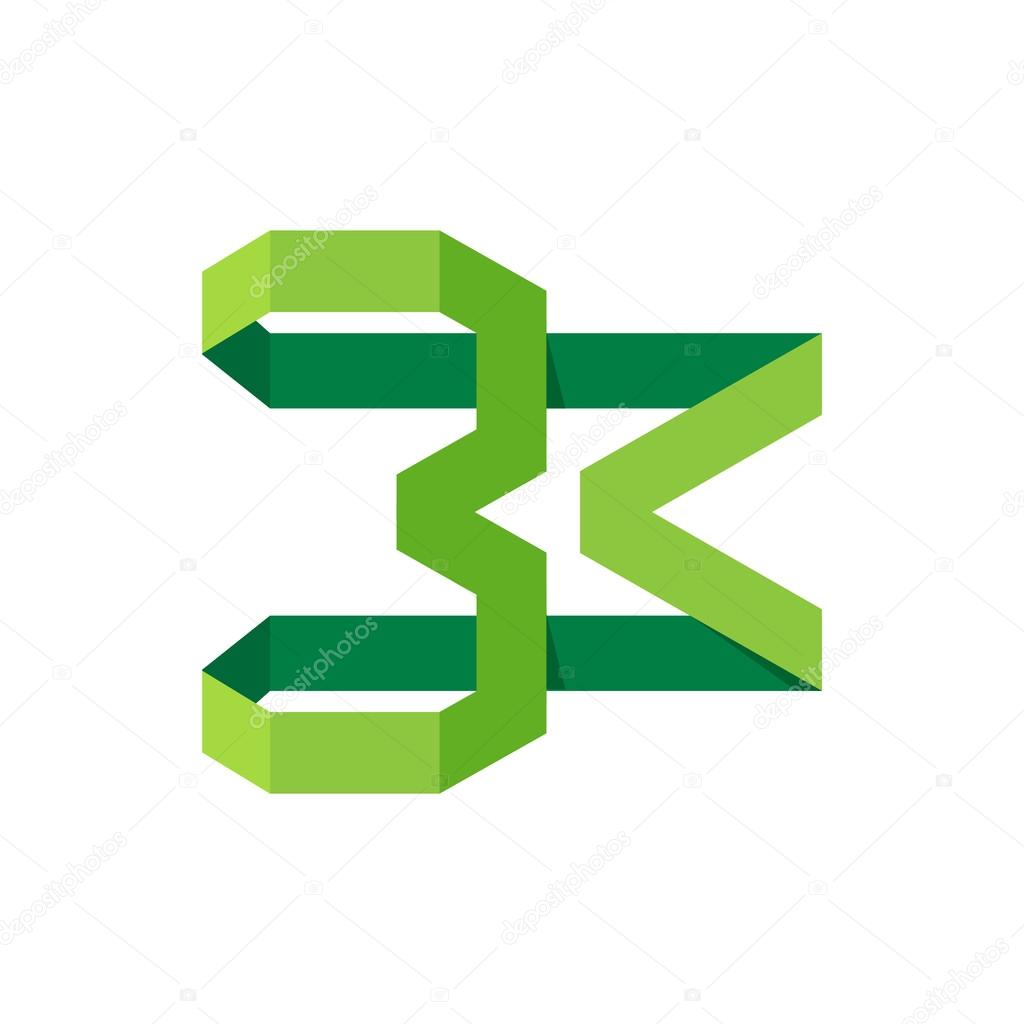 Number 3 logo icon vector design, Eco green