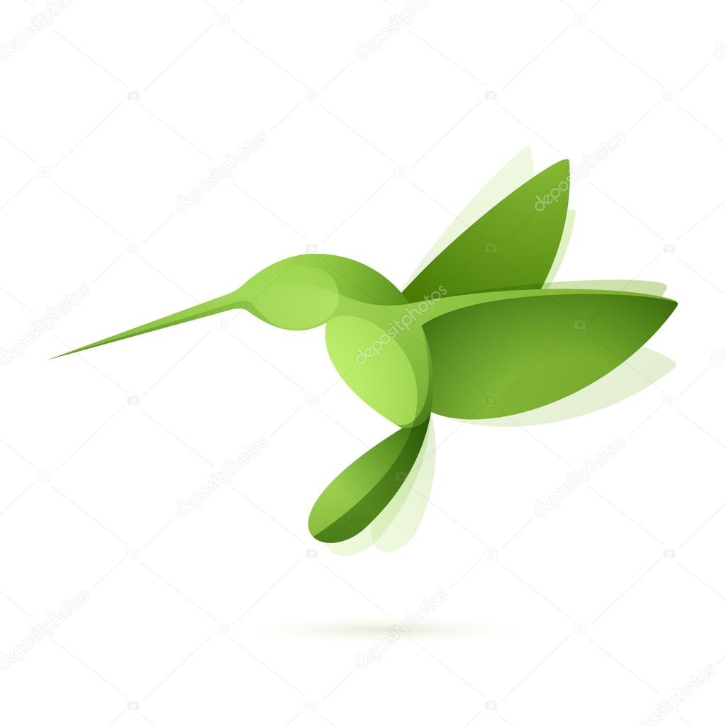Green hummingbird in flight  logo